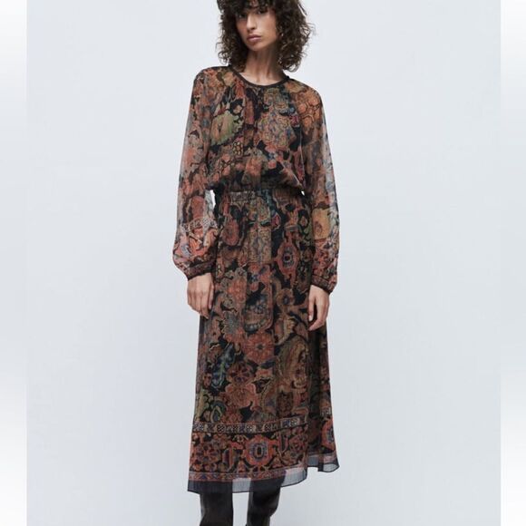 Zara printed midi dress  - Picture 1 of 9